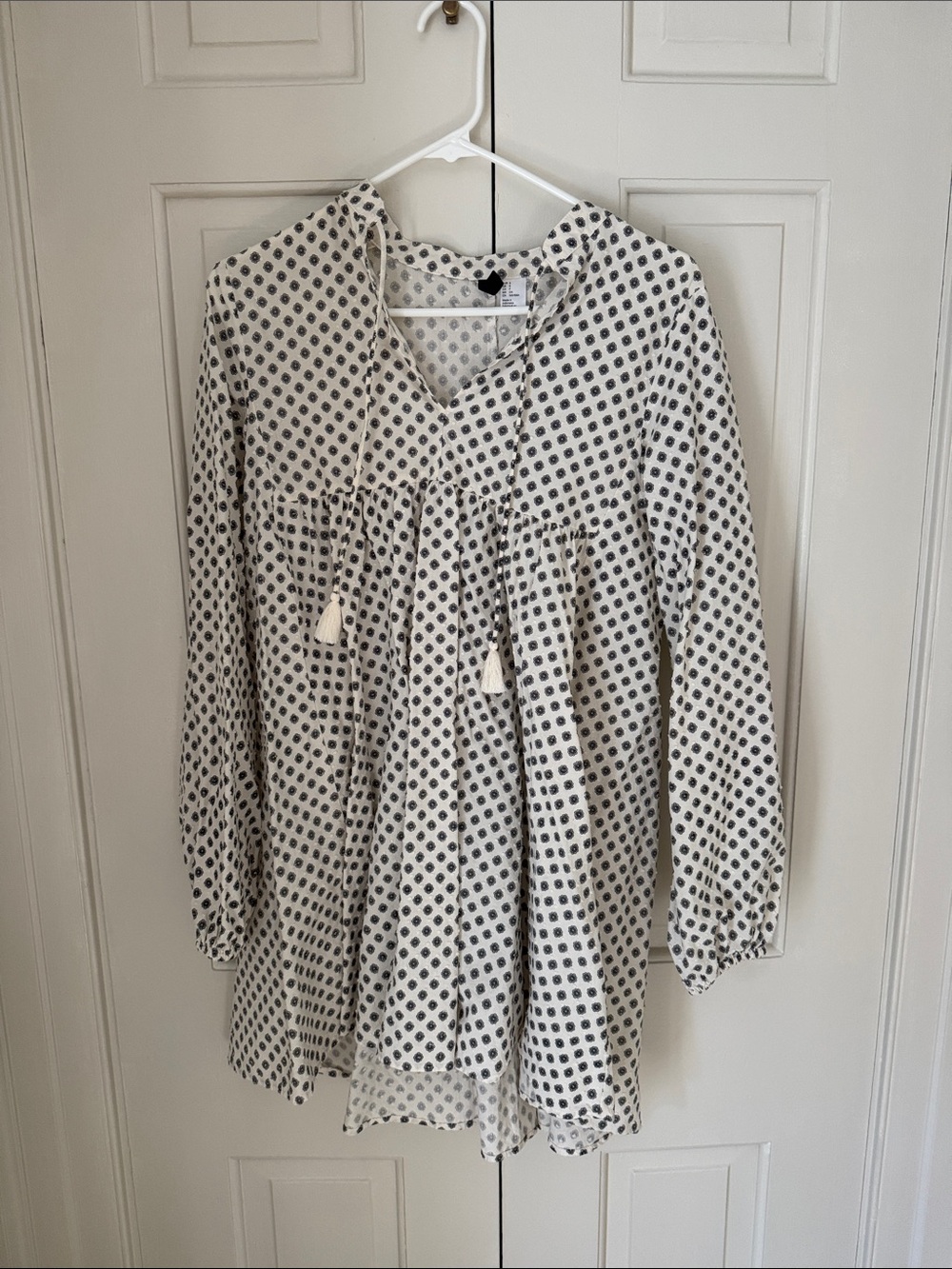 Cream and Black Dot Babydoll Tunic Dress